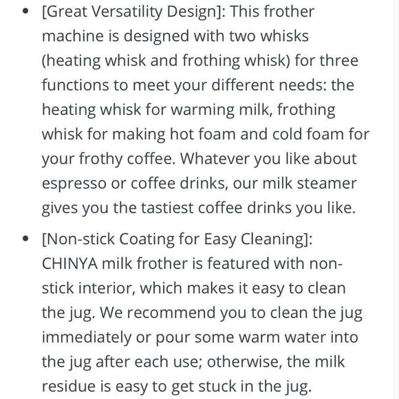 NEW BlackโChinya Milk Frother Automatic Frothe Hot & Cold Functions IcedโCoffee - Picture 8 of 16